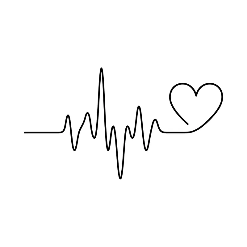 Linea del battito cardiaco che si trasforma in un cuore, tatuaggio piccolo