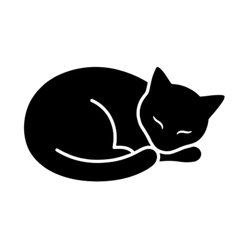 Sagoma di gatto che dorme acciambellato, tatuaggio piccolo minimalista