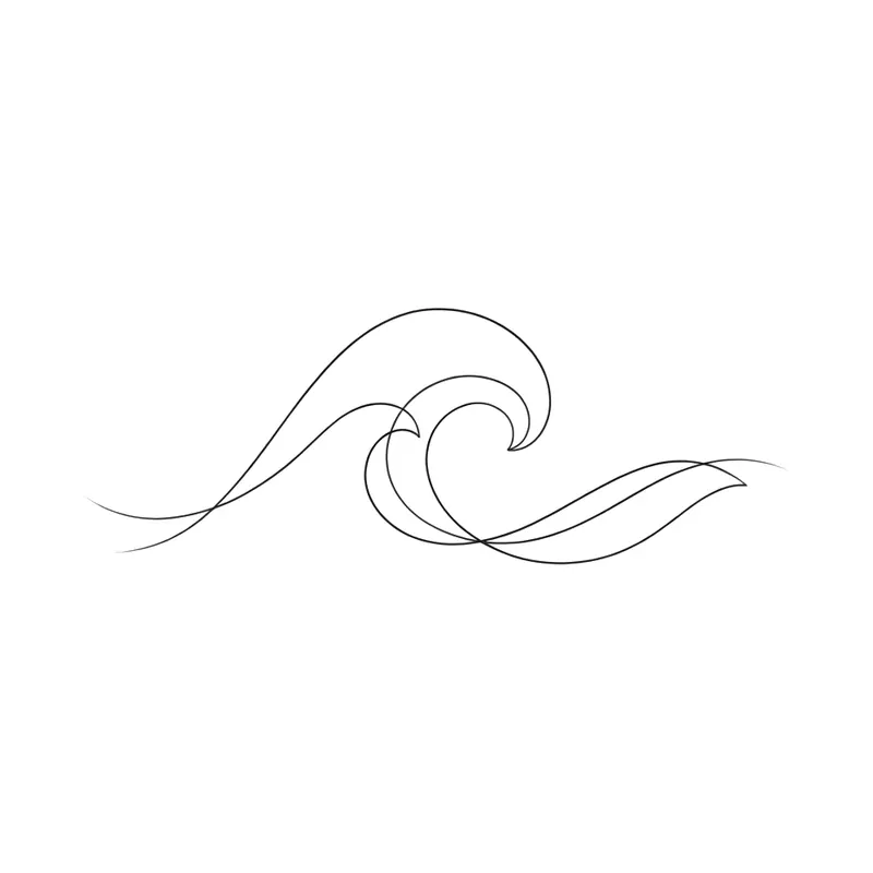 Onda del mare a linee sottili, tatuaggio minimalista