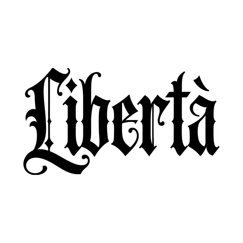 Tatuaggio scritta «Libertà» in carattere gotico