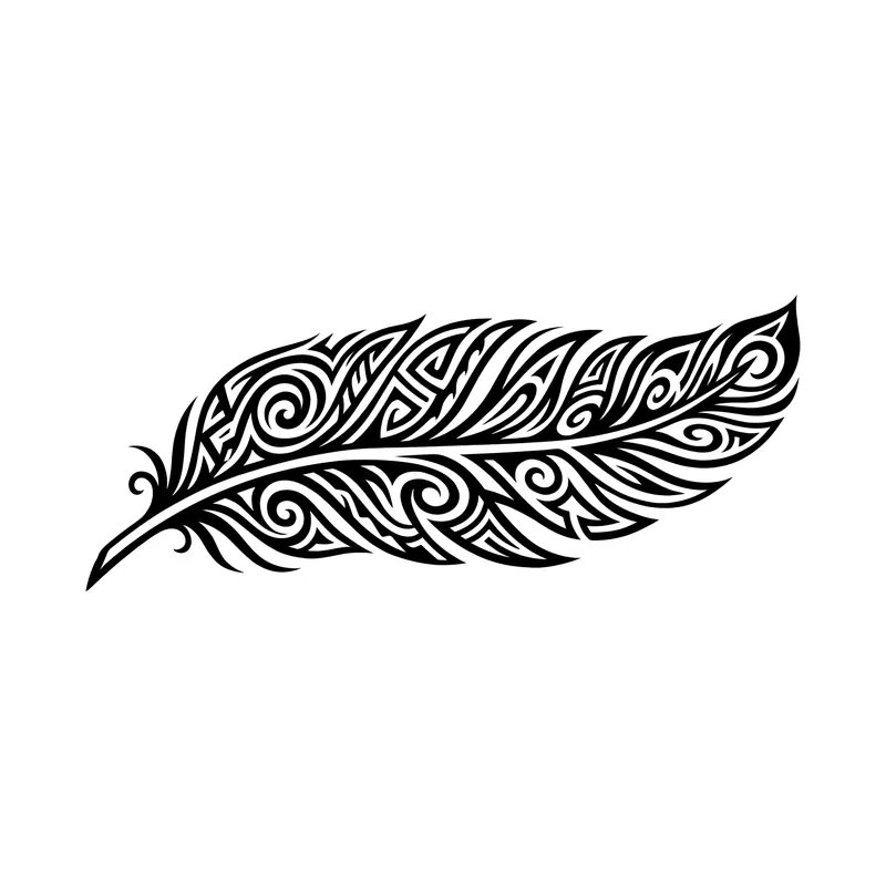 Piuma in stile tribale, disegno di tatuaggio